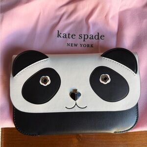 Kate Spade New York Black and Cream Panda Pouch Novelty Clutch